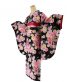 十三参り用の女の子着物[ガーリー]黒にピンクの菊と鞠[身長157cmまで]No.727